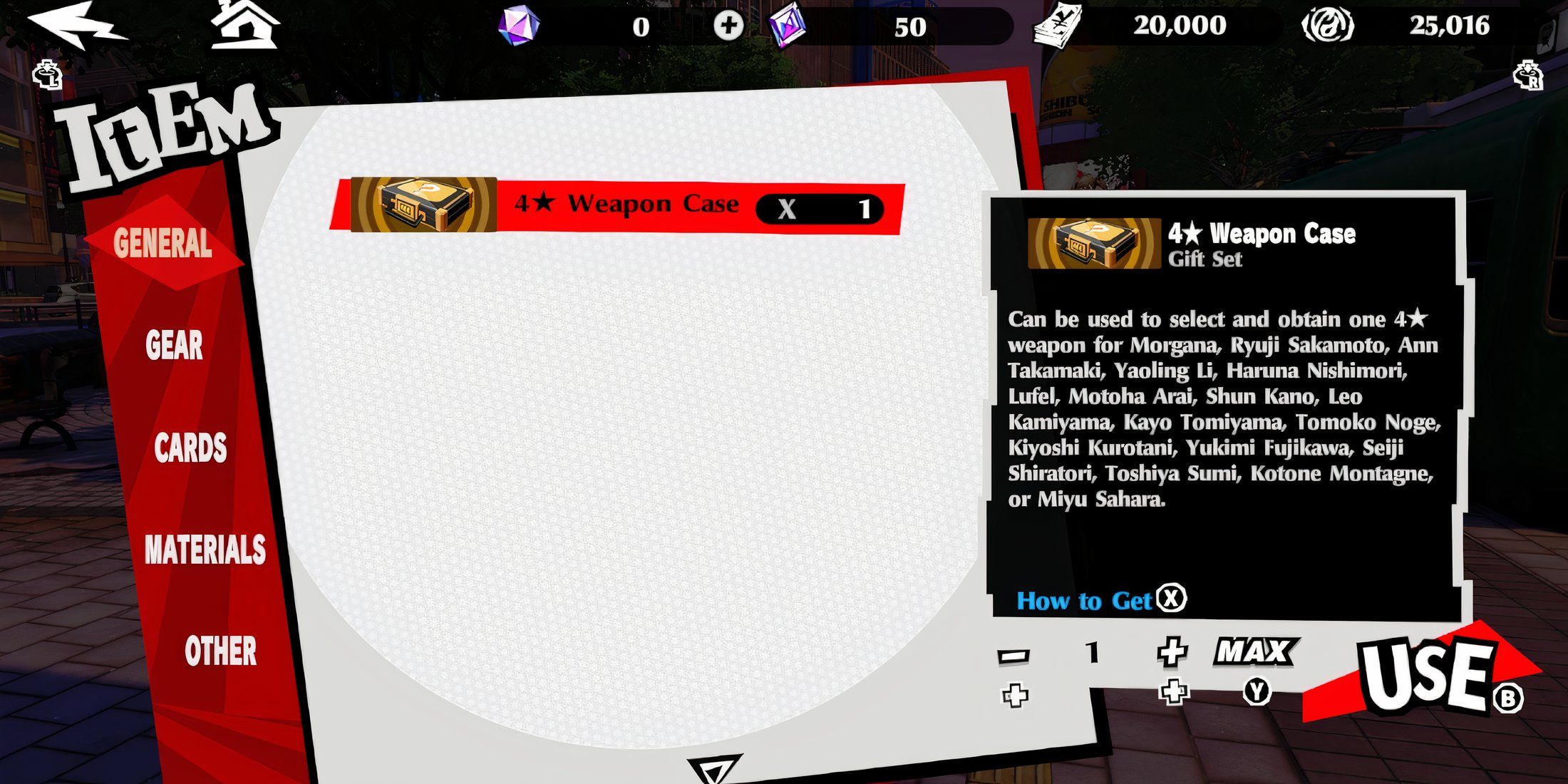 A weapon case in Persona 5 The Phantom X