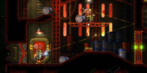 Aiming at a target in SteamWorld Heist