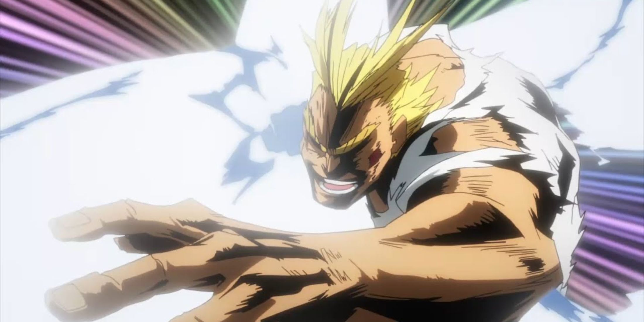 All Might charging his final punch against the USJ Nomu - My Hero Academia