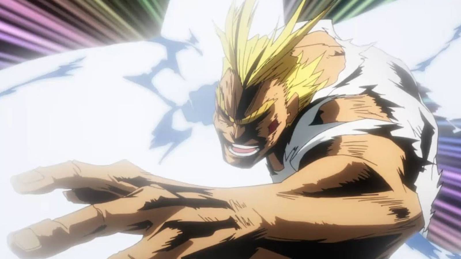 All Might charging his final punch against the USJ Nomu - My Hero Academia