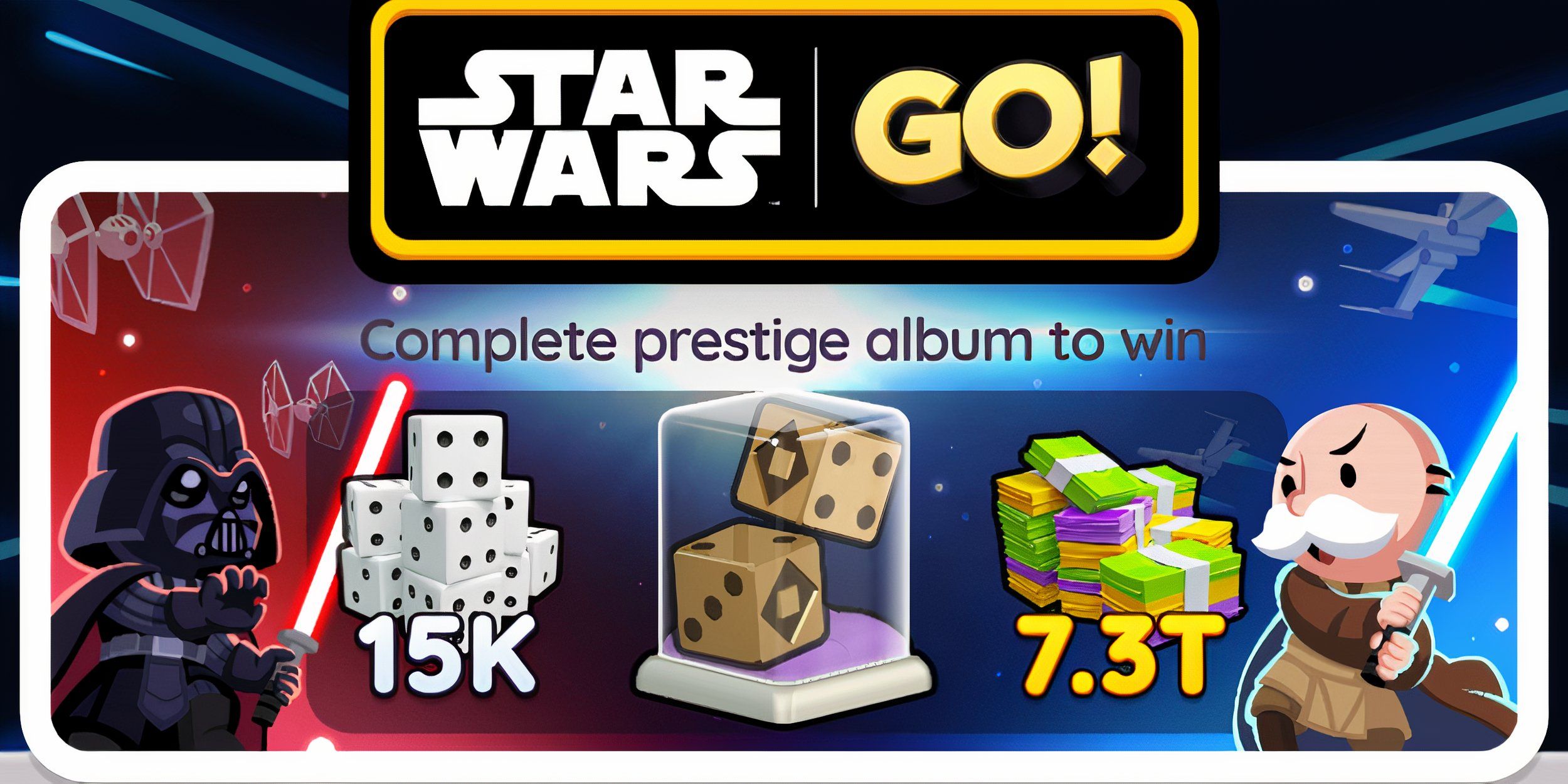 Todas las pegatinas colocadas en el álbum Star Wars Go