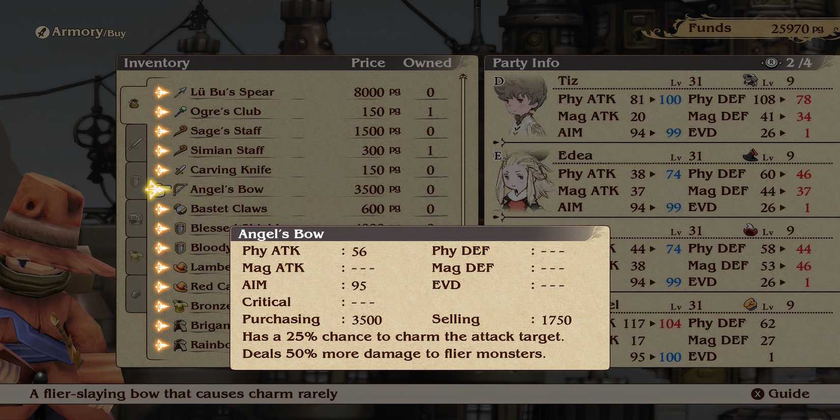 Angel's Bow weapon in Bravely Default Flying Fairy HD Remaster