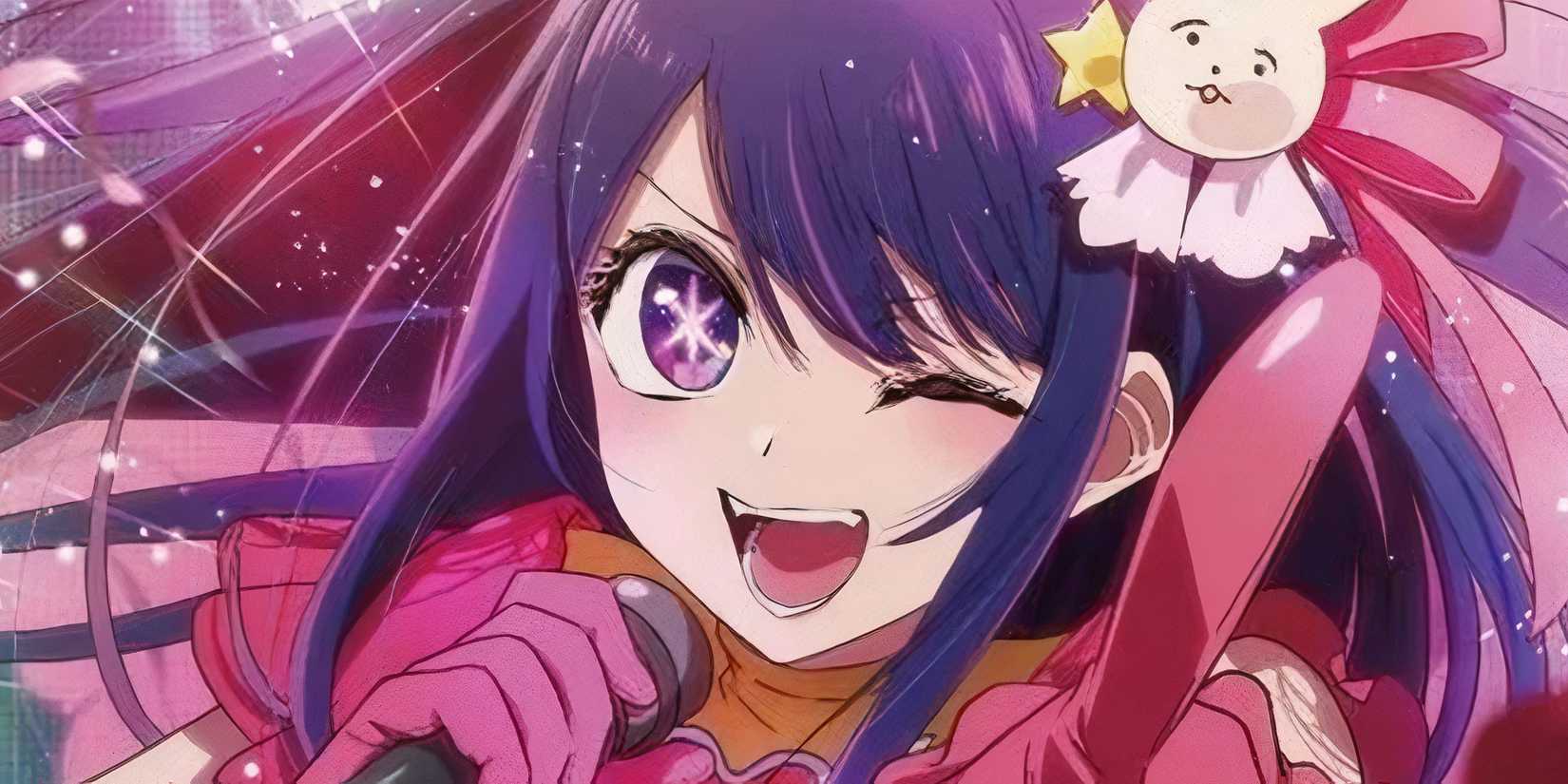 Ai Hoshino blinks while singing.