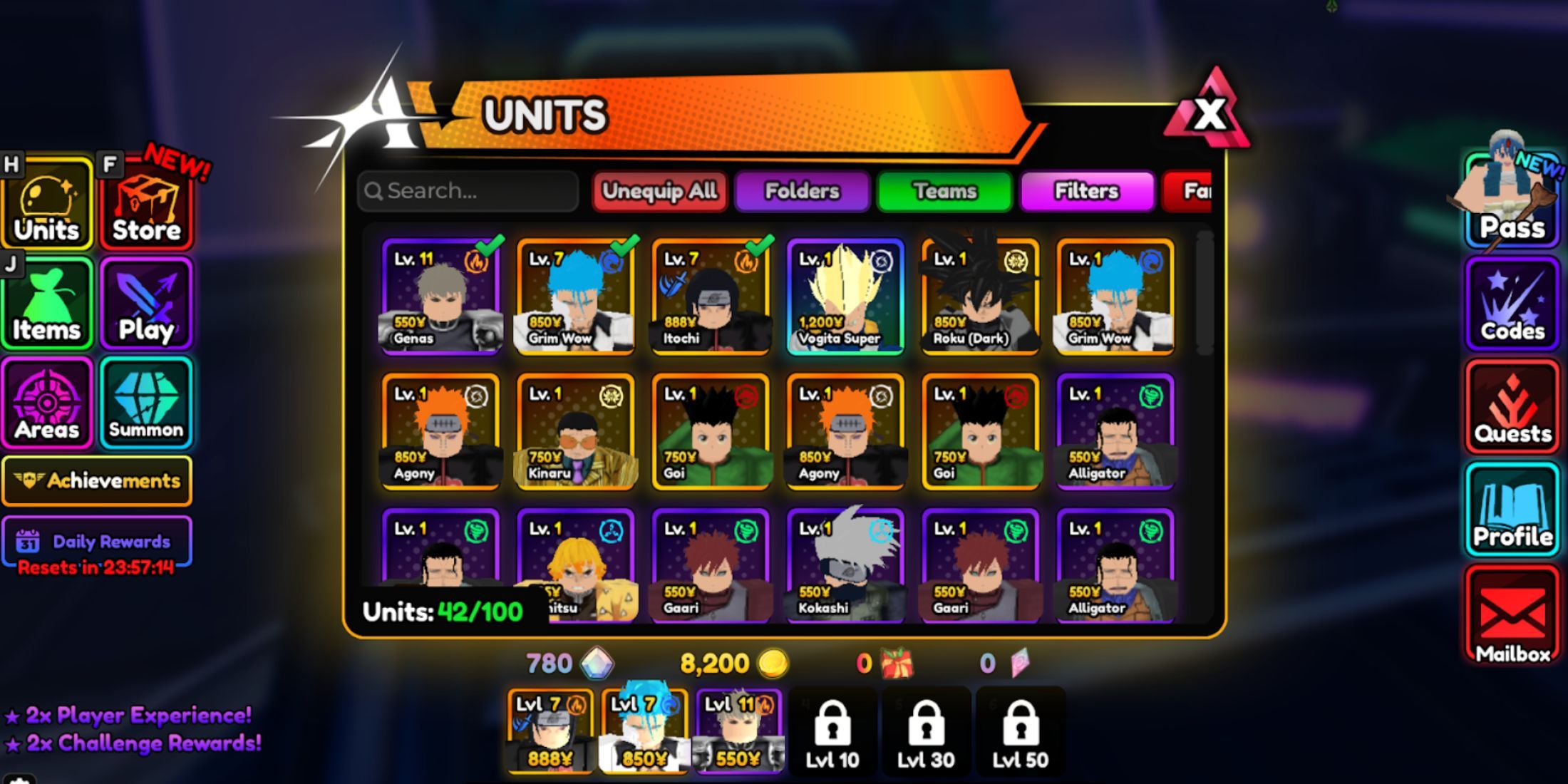 Anime Vanguards units