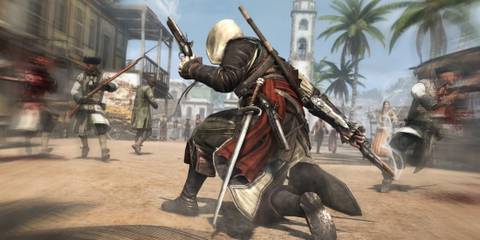 Assassin's Creed 4 Black Flag Edward crouching in port town motion blur edit