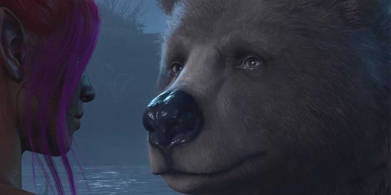 Baldur's Gate 3 Halsin bear love scene