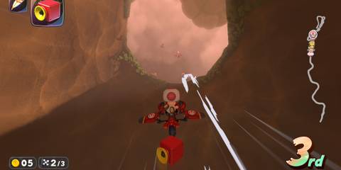 Banana Cup Mario Kart World Toad flying