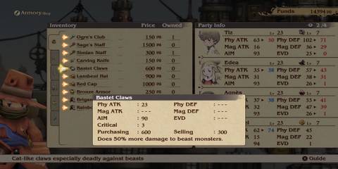 Bastet Claws weapon in Bravely Default Flying Fairy HD Remaster