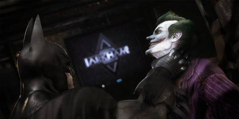 Batman holding the Joker by the throat in Batman: Arkham Asylum
