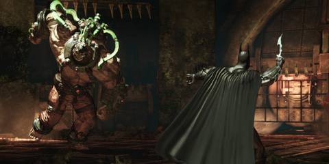 Batman fighting Bane in Batman: Arkham Asylum