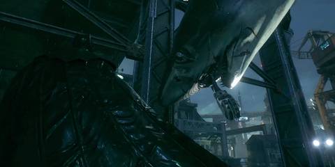 Batman finding Tiny the shark in Batman: Arkham Knight