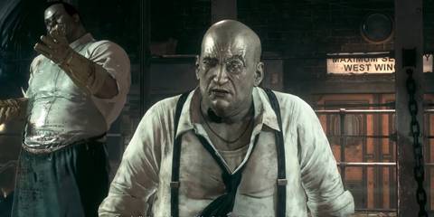 The Penguin in the GCPD lockup in Batman: Arkham Knight