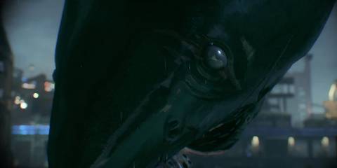 A close up view of Tiny the shark in Batman: Arkham Knight