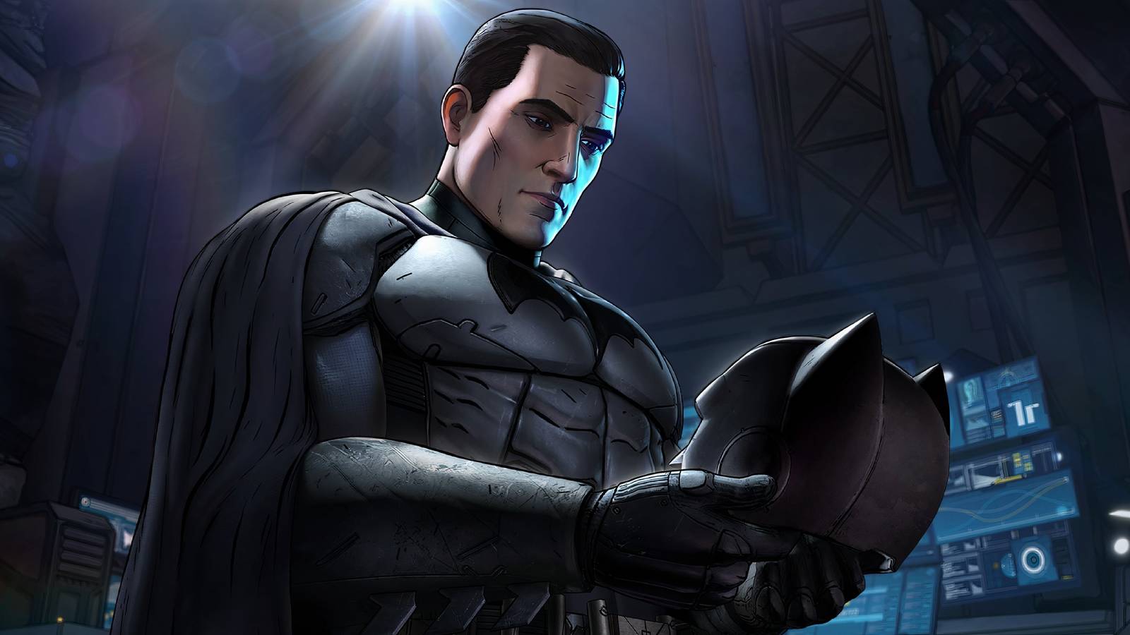 Bruce Wayne looking at his mask in Batman: The Telltale Series