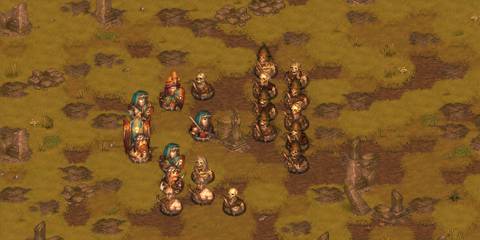 Players fighting a group of skeleton warriors