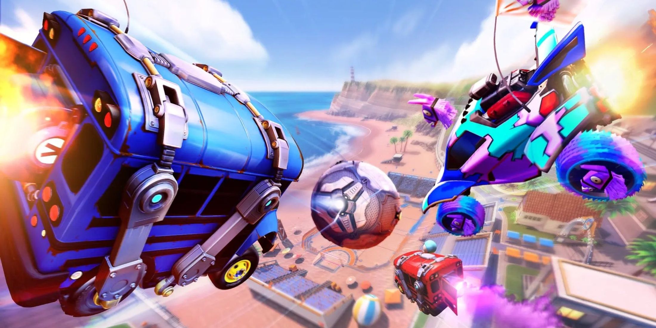 Battle Bus Llama Rama Rocket League Promotional Image