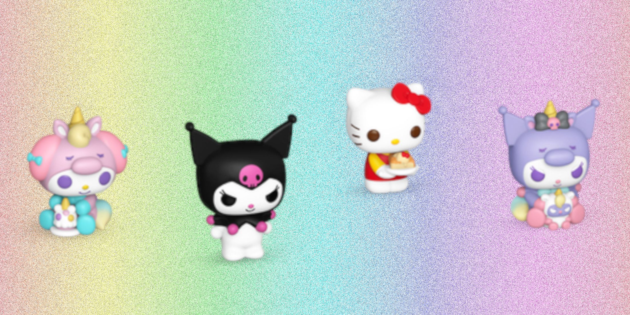 Bitty Pop! Hello Kitty and Friends 4-Pack Series 3 Dessert Hello Kitty, Unicorn My Melody, Kuromi, and Unicron Kuromi