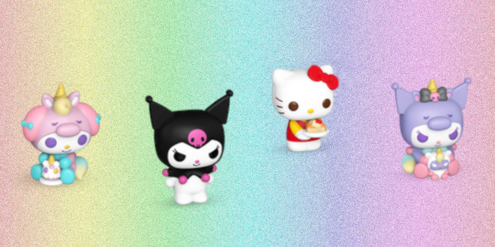 Bitty Pop! Hello Kitty and Friends 4-Pack Series 3 Dessert Hello Kitty, Unicorn My Melody, Kuromi, and Unicron Kuromi