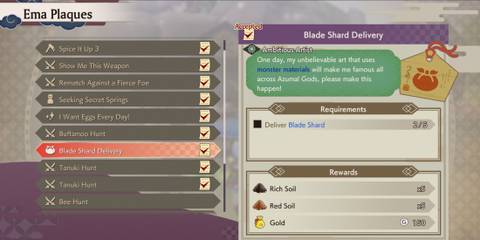 Blade Shard delivery Ema Quest in Rune Factory Guardians of Azuma