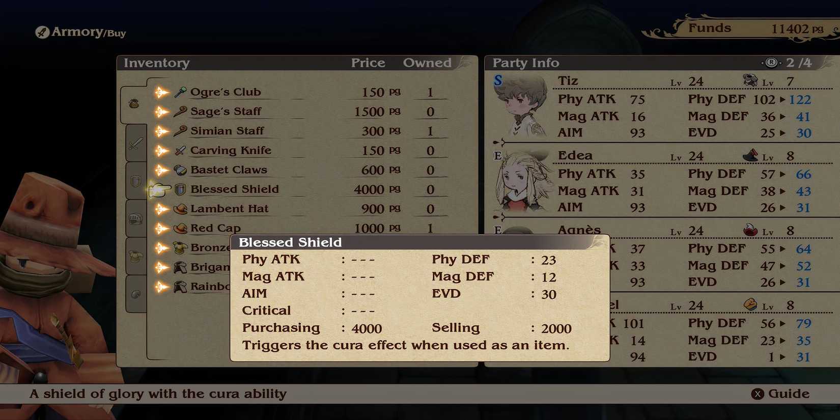 Blessed Shield armor in Bravely Default Flying Fairy HD Remaster