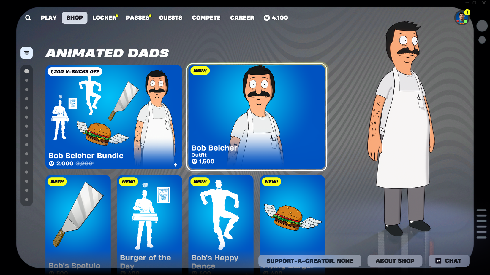 bob belcher item shop fortnite