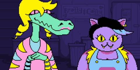 Bratty and Catty at their store - Undertale