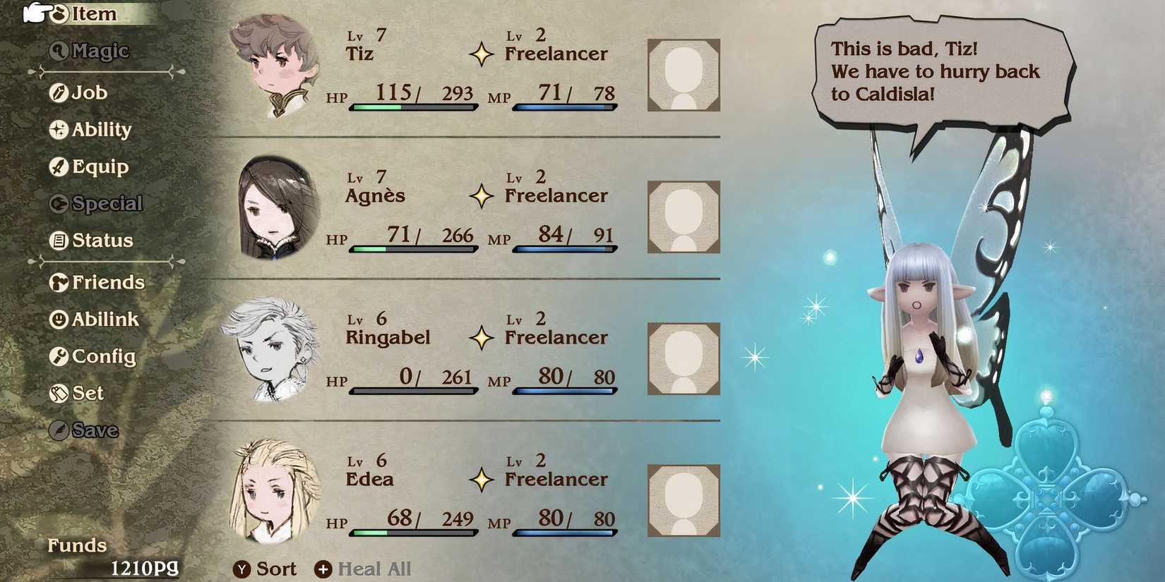 Bravely Default Flying Fairy HD Remaster party members