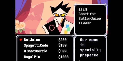 Buying a Butler Juice from Swatch - Deltarune