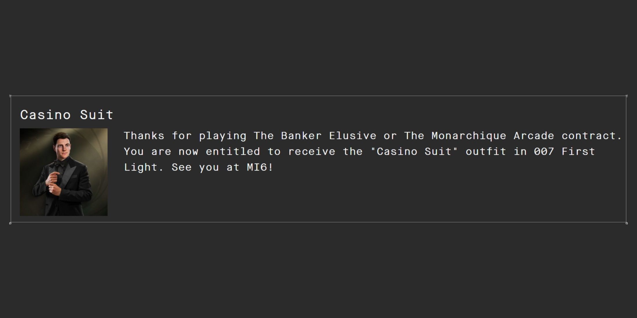 casino suit confirmation hitman