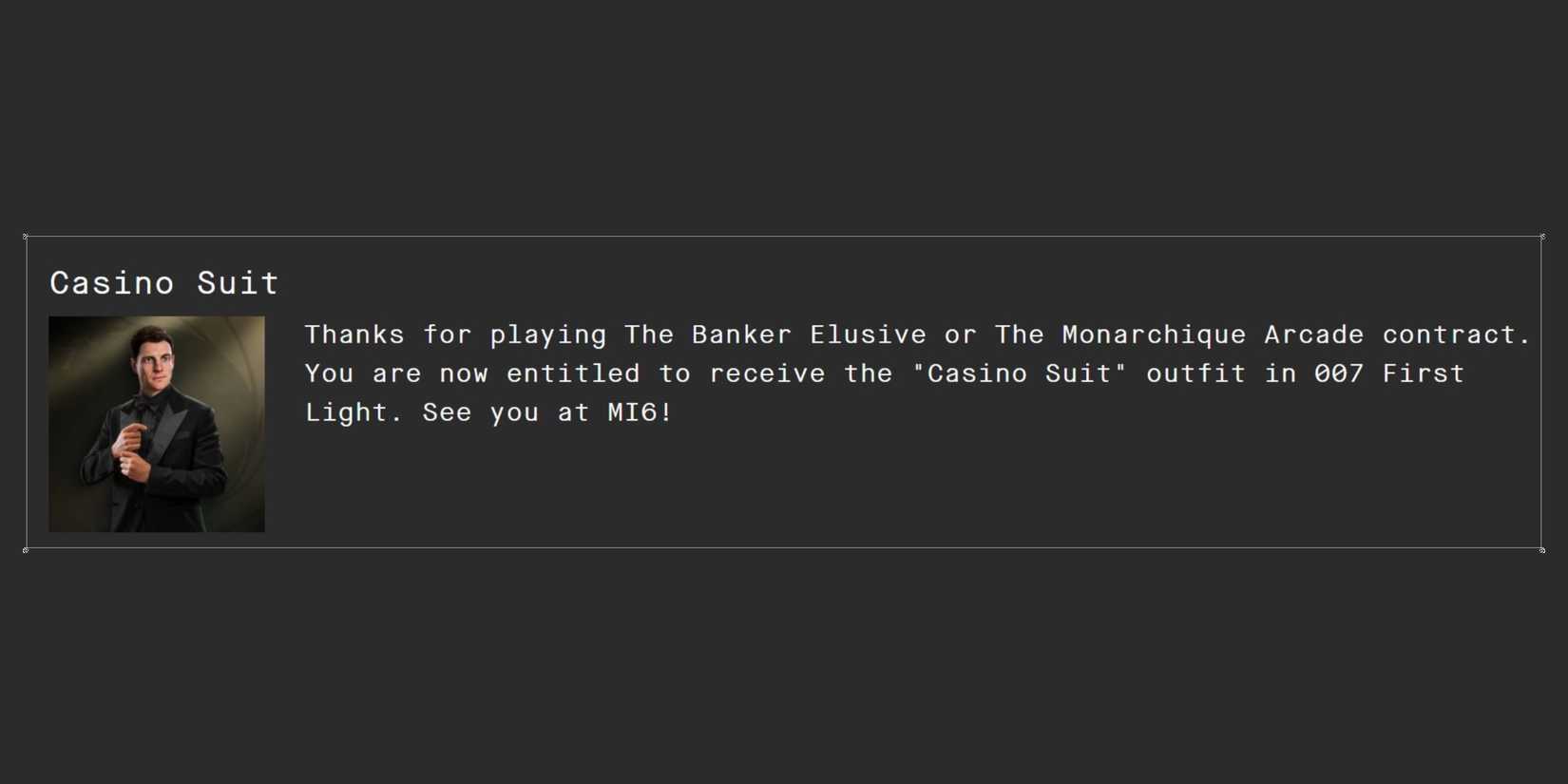 casino suit confirmation hitman