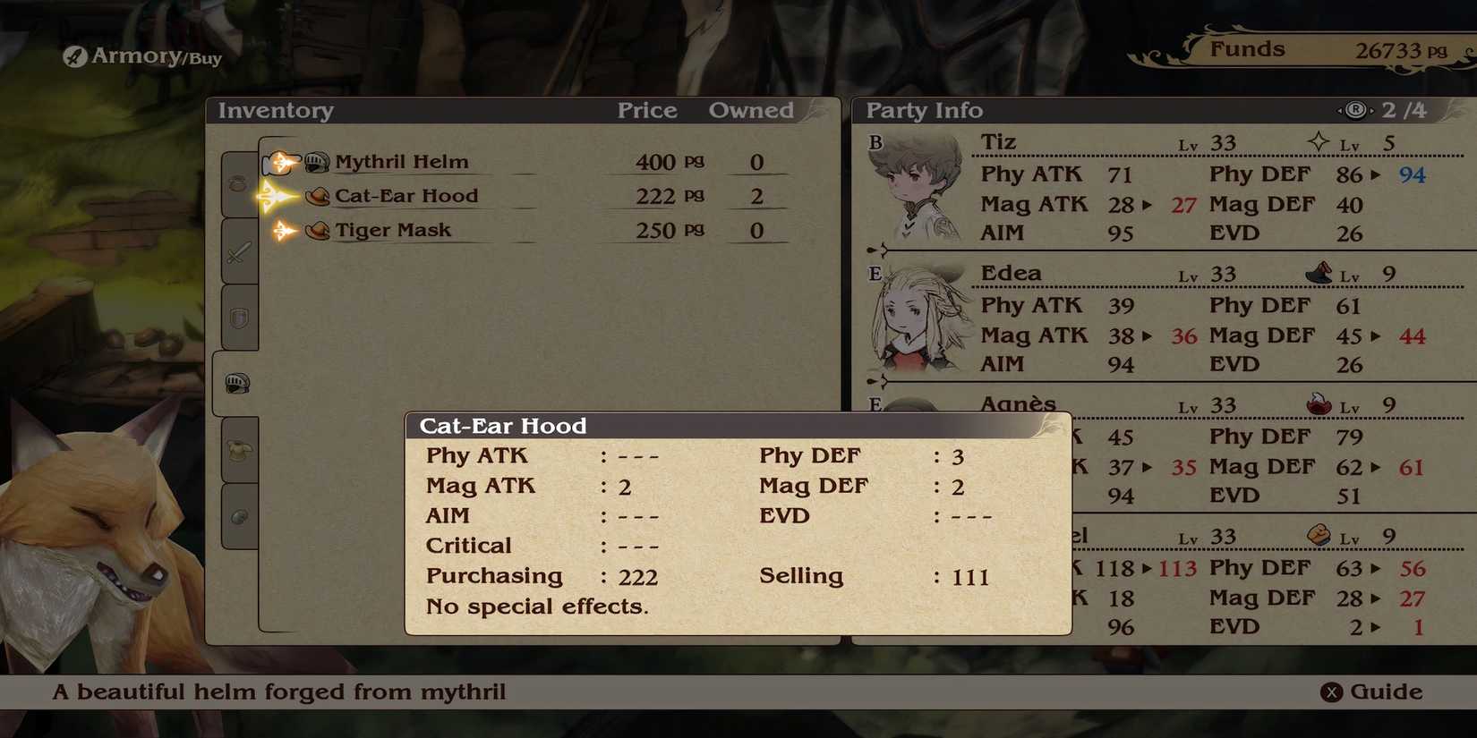 Cat-Ear Hood armor in Bravely Default Flying Fairy HD Remaster