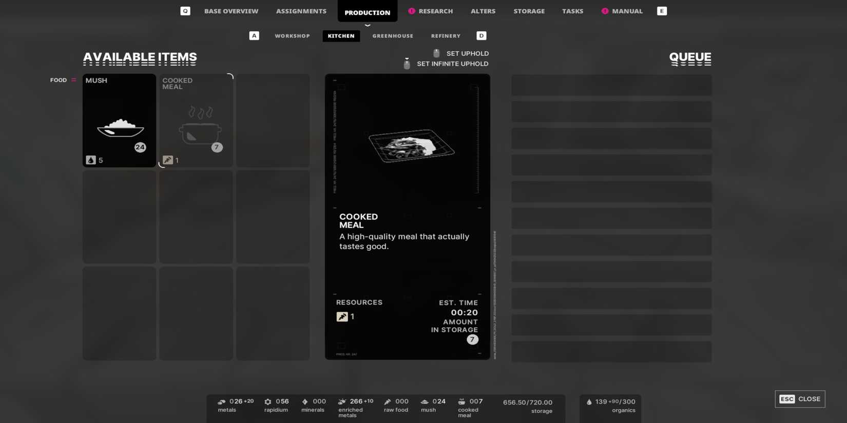 Choosing Food Recipe in the Kitchen in The Alters