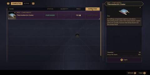 Claiming Trade Market Completed Orders Dune Awakening