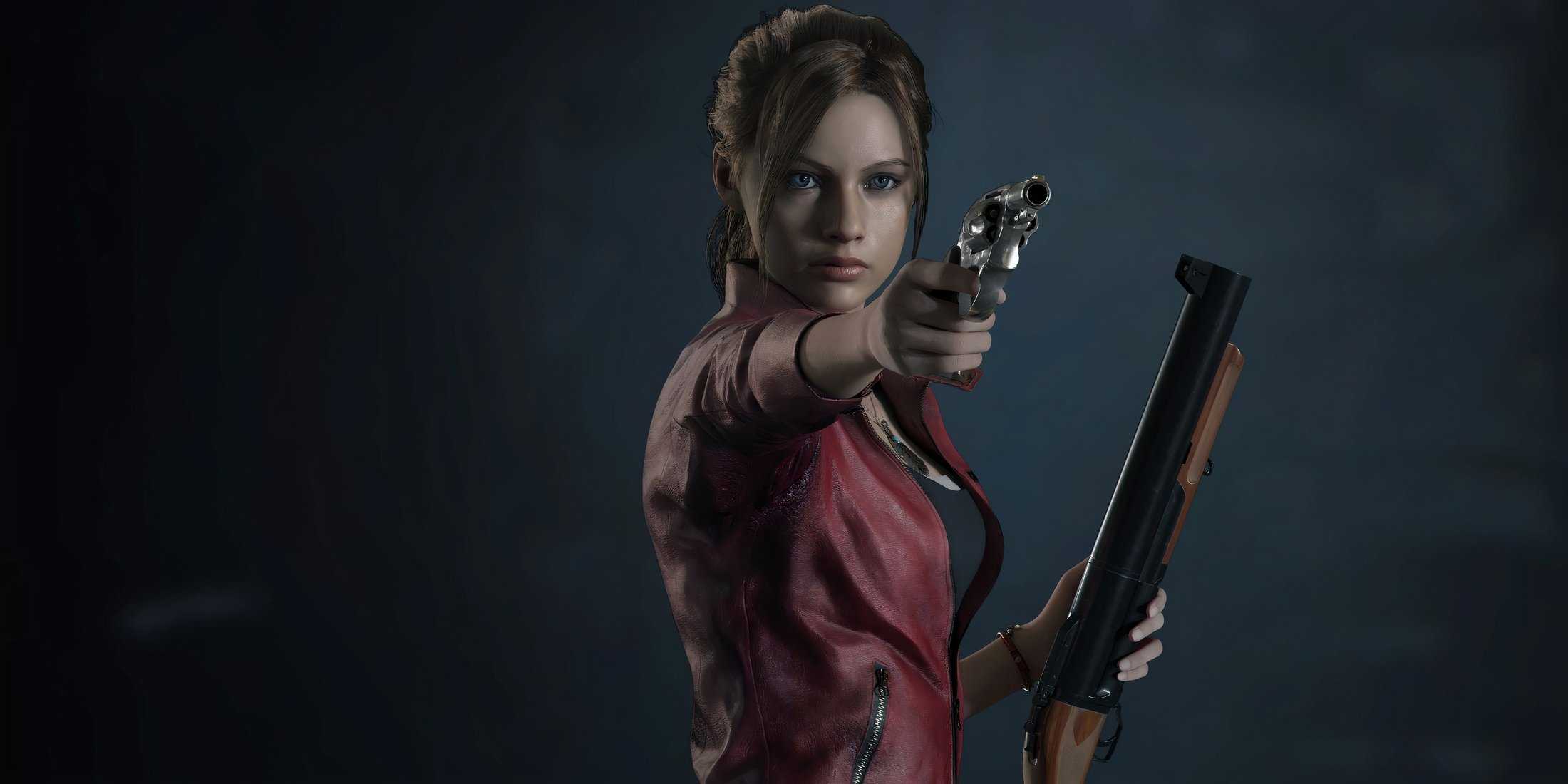 Claire Redfield pointing a gun