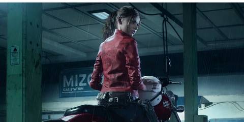 Claire with a bike in Resident Evil 2