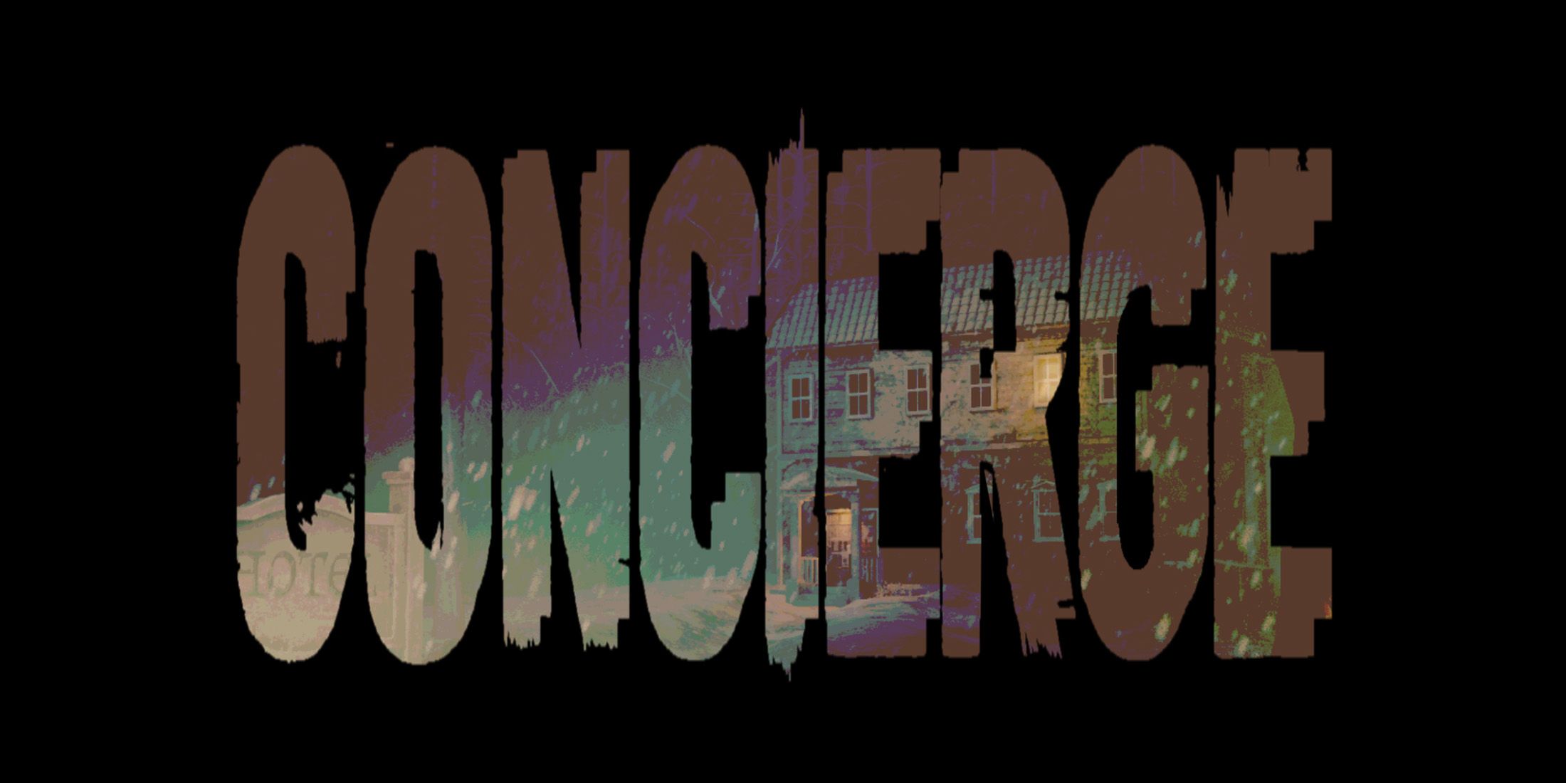 Concierge horror game key art black backgroun