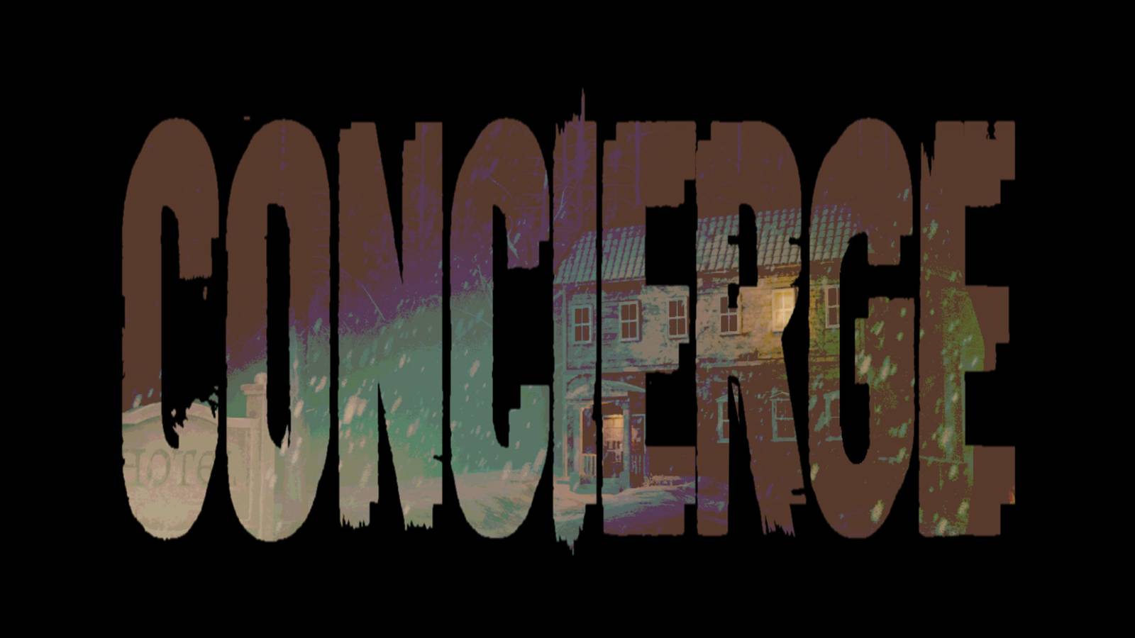 Concierge horror game key art black backgroun