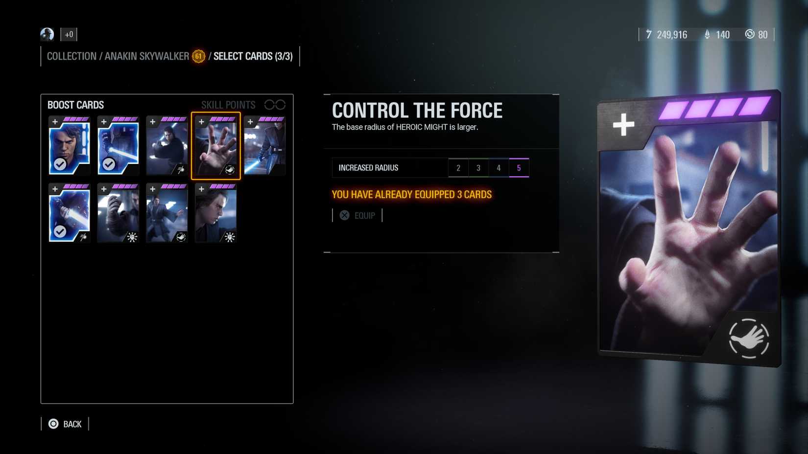 control the force star card