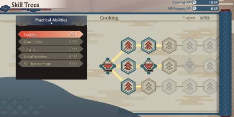 Image of different Cooking abilities in Rune Factory: Guardians of Azuma