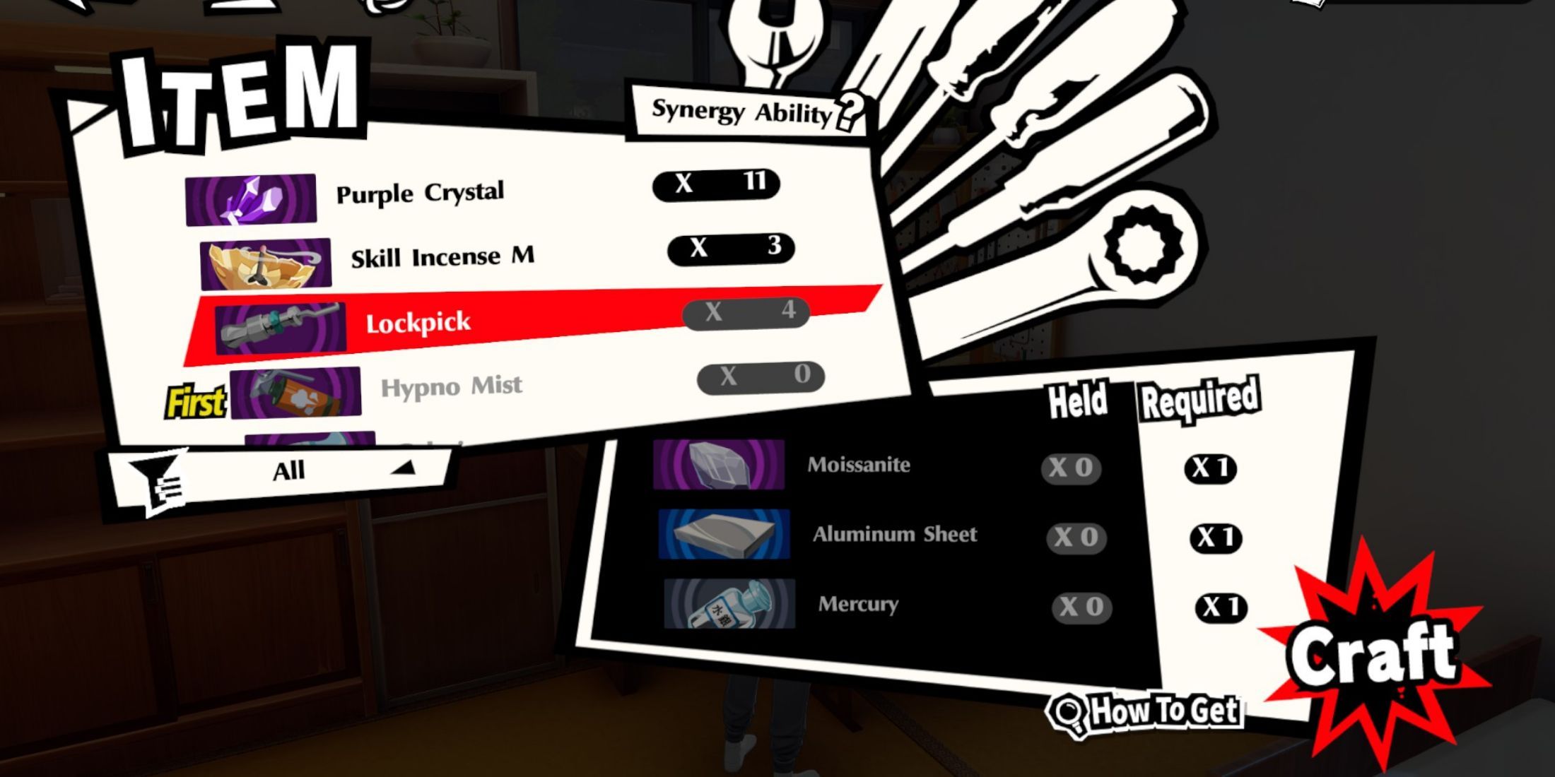 Persona 5 The Phantom X How to Craft Lockpicks