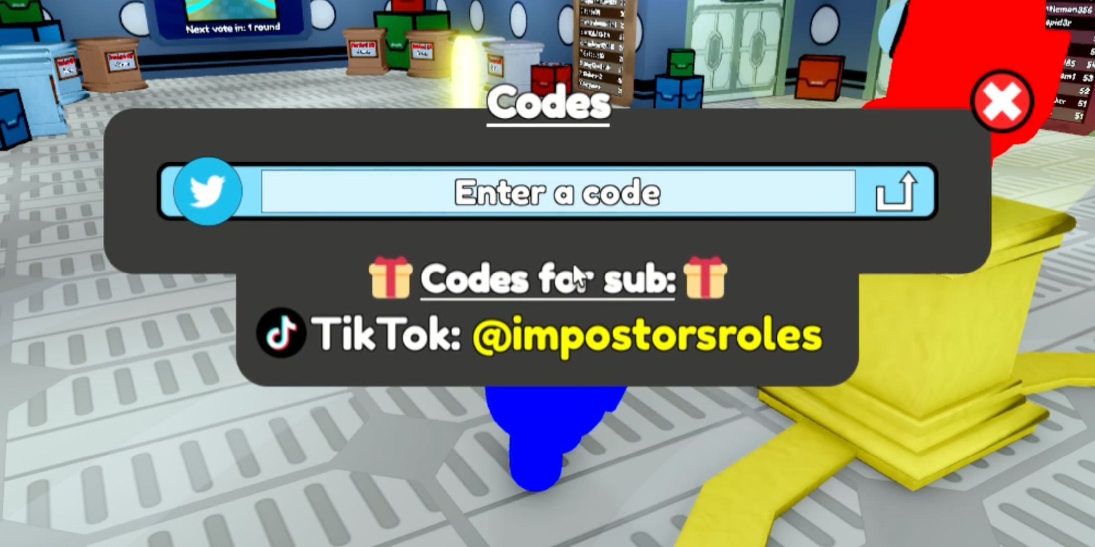 Crewmates Among us the codes tab