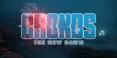 Cronos The New Dawn transparent glowing logo over promo key art