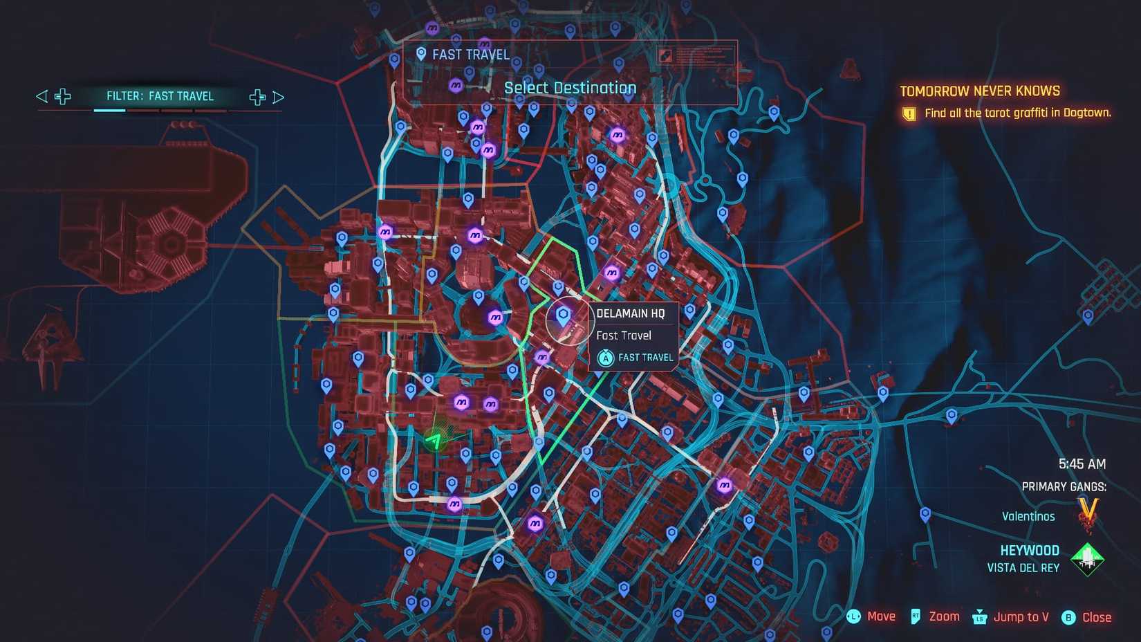 cyberpunk 2077 fast travel map