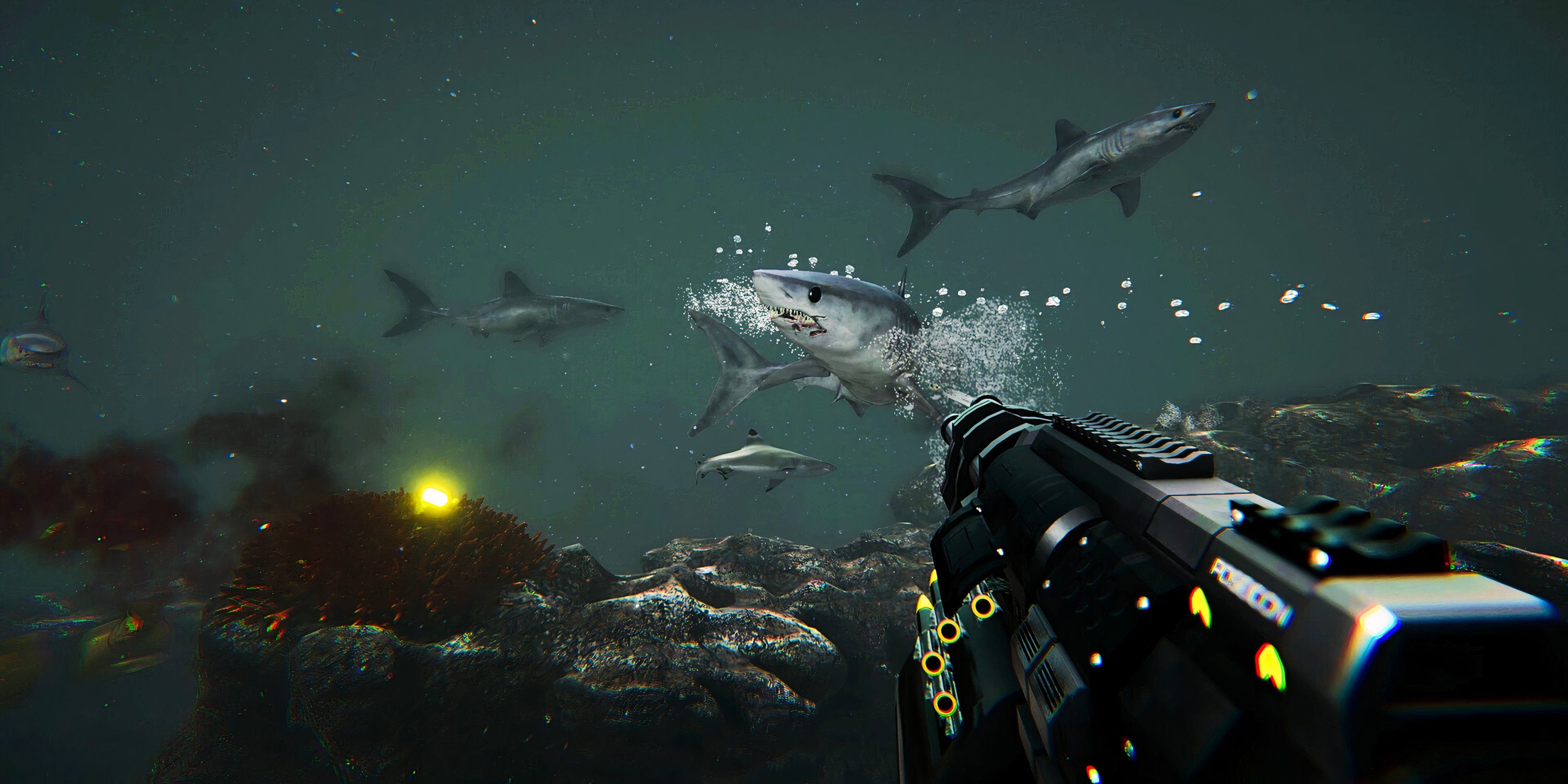 Fighting a swarm of sharks in Death In The Water 2