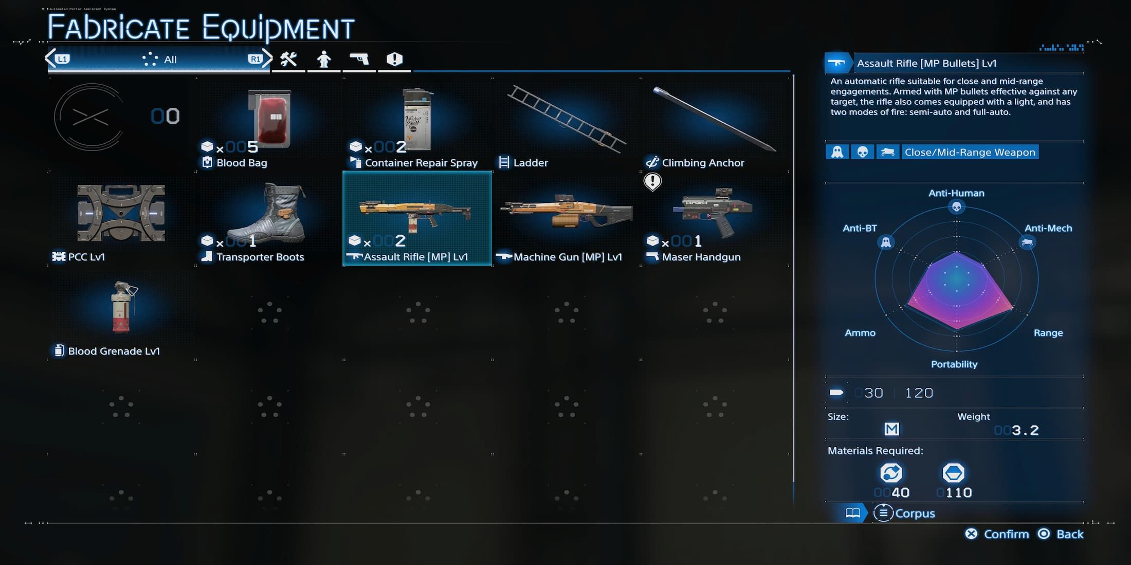 Player to manufacture an assault rifle 