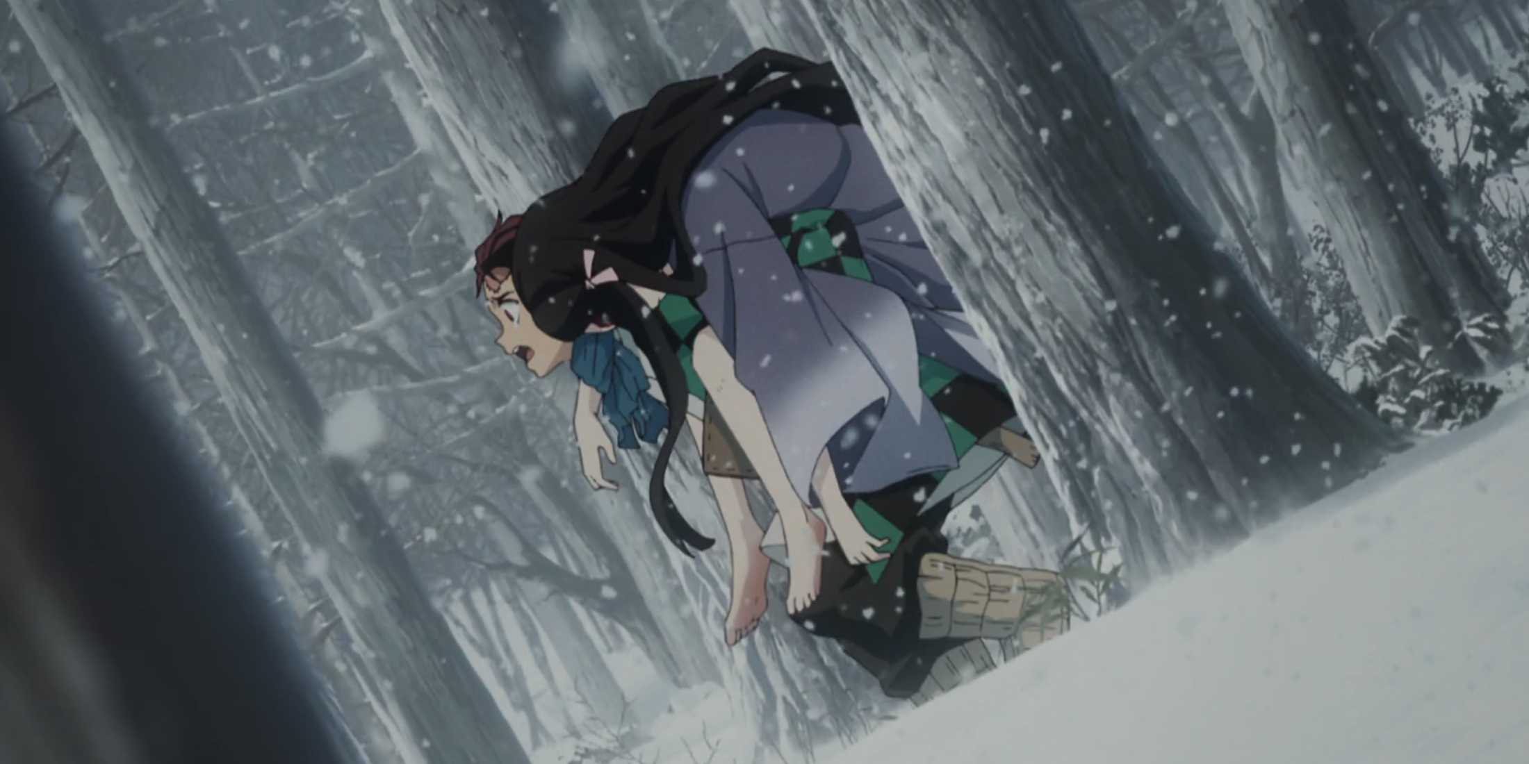 demon slayer episode 1 tanjiro carrying nezuko