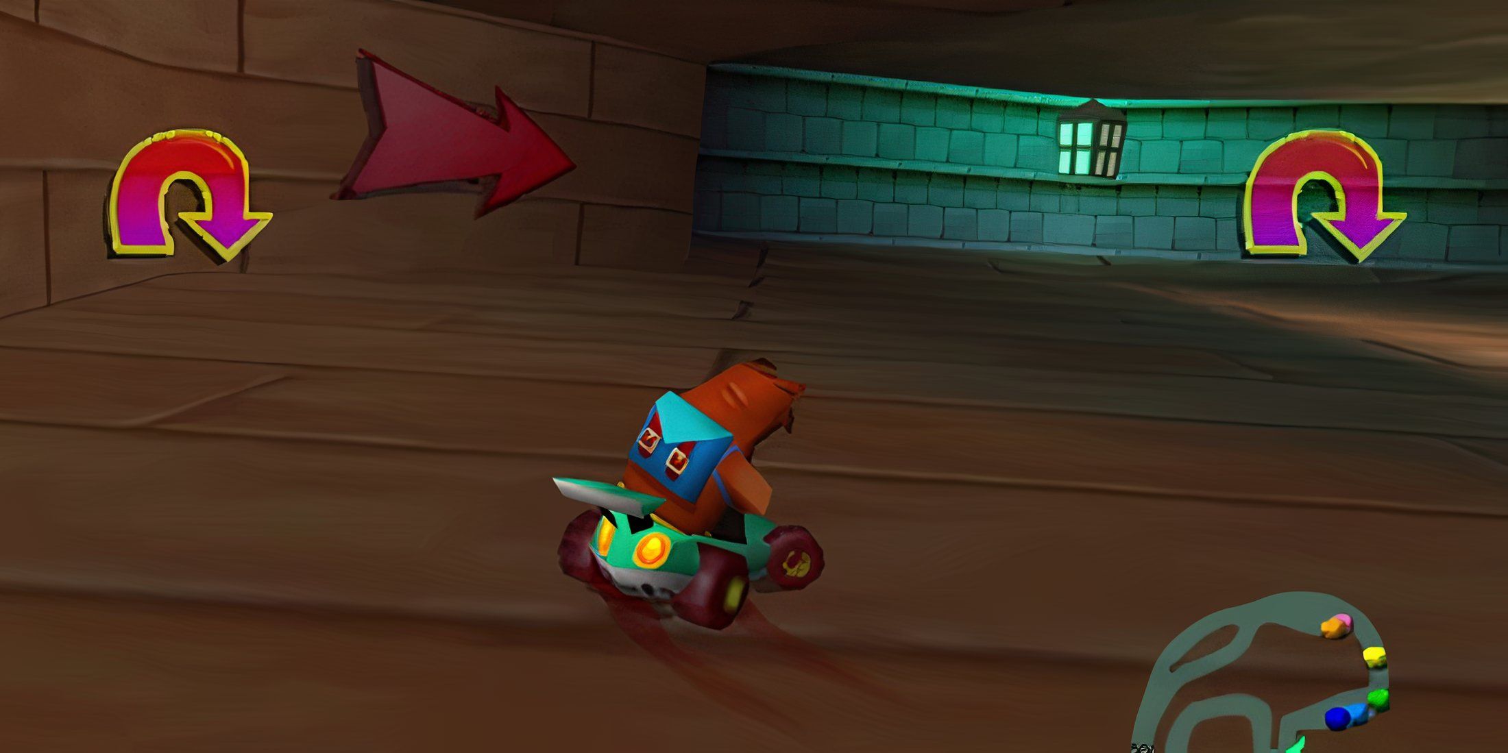 Driving a kart in Diddy Kong Racing