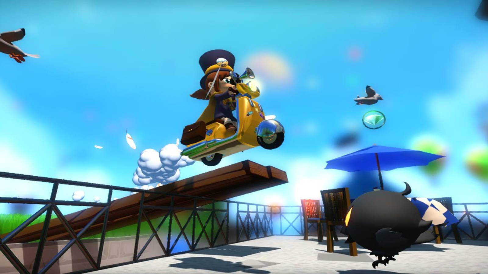 Driving a scooter in A Hat in Time
