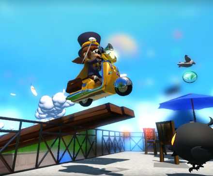 Driving a scooter in A Hat in Time