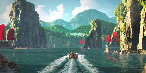 Driving a speedboat in 007 First Light